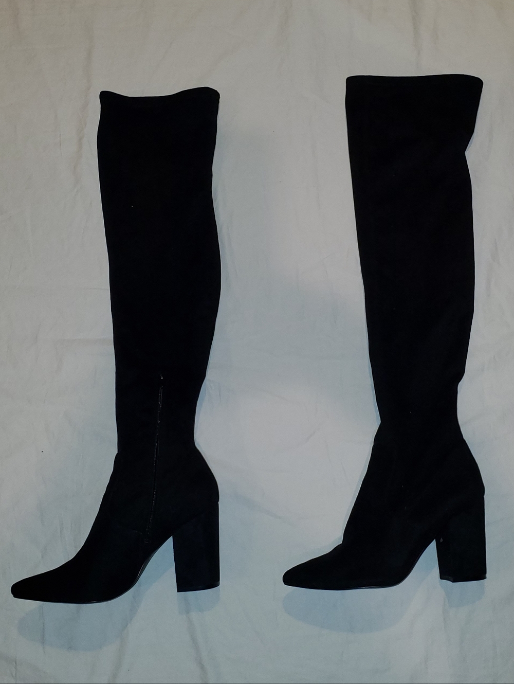 Steve Madden Black Faux Suade  Tall Heeled Boots